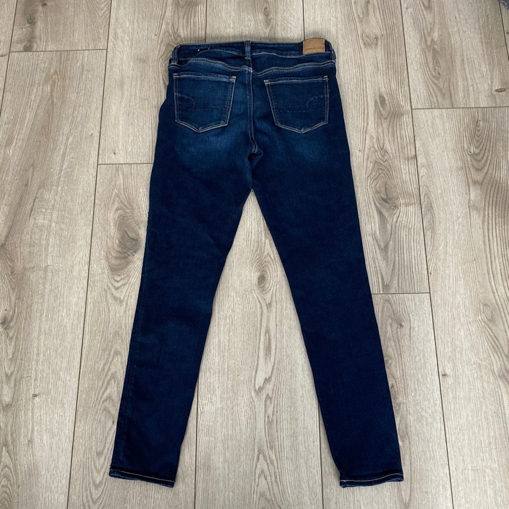 American Eagle Jeggings Dark Blue Denim Jeans Women’s 10 long EUC